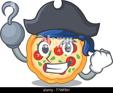 Pirate margherita Pizza in einem Cartoon Backofen Stock Vektor