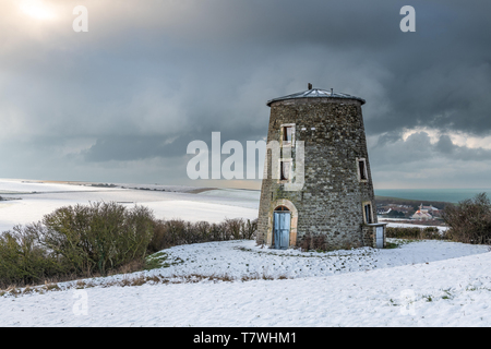 Moulin d'Escalles im Winter, Frankreich, Pas de Calais, Opal Küste Stockfoto