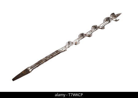 Bohrer für Holzarbeiten auf weißem Hintergrund. Stockfoto