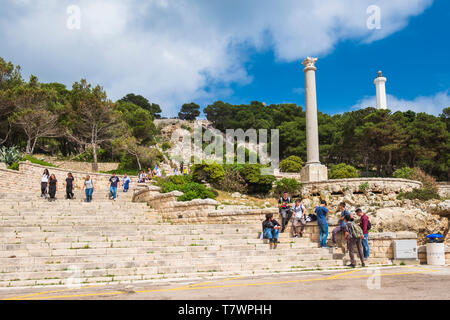 Italien, Apulien, Salento, Santa Maria di Leuca, monolithischen römische Säule Stockfoto