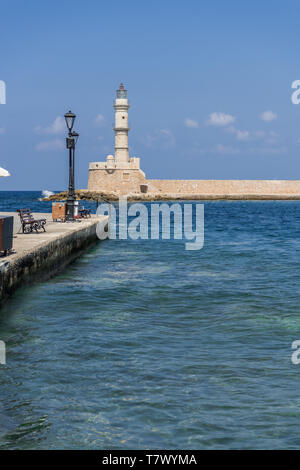 Leuchtturm in Chania auf Kreta Stockfoto