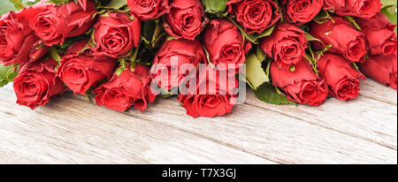 Rote Rosen Grenze. Valentines Tag Konzept. Stockfoto