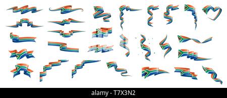 Südafrika Flagge, Vector Illustration auf weißem Hintergrund Stock Vektor