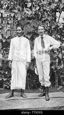 ROBERT LOUIS STEVENSON (1850-1894), schottischer Schriftsteller und Travel Writer mit Tui-Ma - Le-Alii - Fano in Samoa Stockfoto