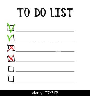 , Um Liste zu tun. Doodle Design. Vector Illustration. Leere Checkliste Stock Vektor