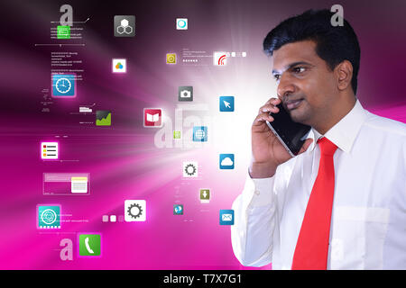Executive Mann sprechen mit smart phone Stockfoto