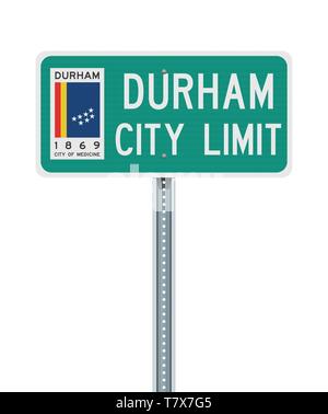 Vector Illustration der Durham City Limit Green Road Sign Stock Vektor