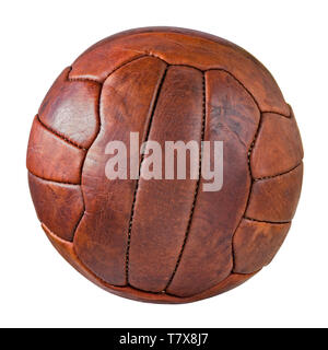 Bild von Retro Leder Fußball auf weißen isoliert. Stockfoto