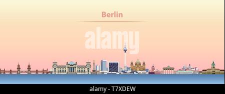 Abstract vector Berlin City Skyline bei Sonnenaufgang Stock Vektor