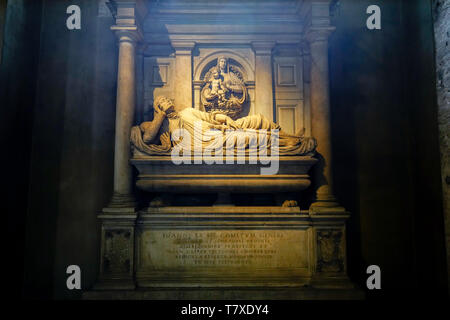 Renaissance Tombstone in der Basilika San Lorenzo Maggiore, Mailand, Italien. Stockfoto
