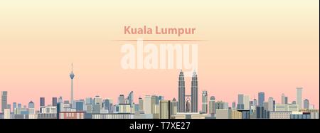 Vector Illustration des Kuala Lumpur City Skyline bei Sonnenaufgang Stock Vektor