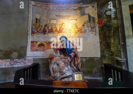 Fresko des letzten Abendmahls, vom Maler Antonio della Corna aus dem späten 15. Jahrhundert. San Lorenzo, Mailand, Italien. Stockfoto