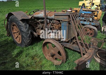 Vintage Fordson Traktoren zum Verkauf auf einem Bauernhof Auktion, Obere Venn Farm, Herefordshire Stockfoto