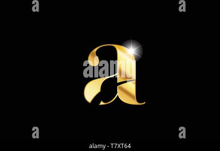 Gold Metall Metallische Buchstaben ein Logo Icon Design für eine Firma oder Geschäft Stock Vektor