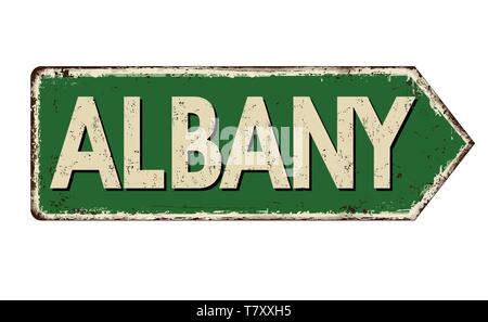 Albany vintage rostiges Metall Zeichen auf weißem Hintergrund, Vector Illustration Stock Vektor