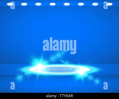 Studio Hintergrund. Vektor leer blau Studio für ihr Design, Spotlight. Vektorgrafiken Stock Vektor