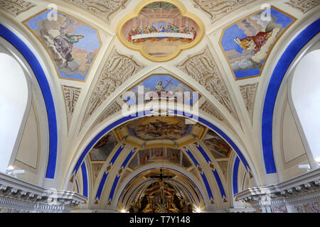 Peintures et Voûtes. Eglise Saint-Nicolas de Véroce. Stockfoto