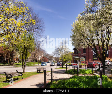 Rochester, New York, USA. Mai 8, 2019. Malerische Gregory Street in Rochester, New York an einem schönen Frühlingstag Stockfoto