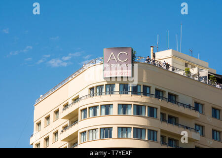 Fassade Hotel AC Malaga Palacio, Hotels, mit Dachterrasse, Malaga, Andalusien, Spanien. Stockfoto