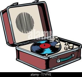 Retro vinyl Plattenspieler. Comic cartoon Pop Art vector Retro Vintage Zeichnung Stock Vektor