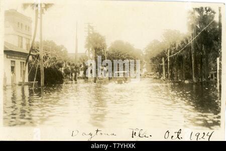 Flut in Dayona, FL., 1924, einer der drei. Rpc Stockfoto