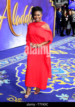 Clara Amfo Teilnahme an der Aladdin europäische Premiere im Odeon Luxe Leicester Square, London statt. Stockfoto