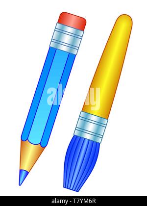 Darstellung der kleinen Pinsel und Bleistift Symbole Stock Vektor