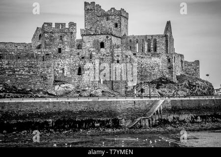 11. Jahrhundert Viking erbaute Schloss Schälen, Schälen, Insel Man Stockfoto