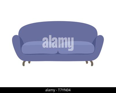 Sofa und Tisch blau bunt Cartoon Illustration Vektor. Komfortable Lounge für Interior Design auf weißem Hintergrund. Stock Vektor