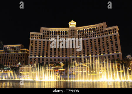 Bellagio Casino mit Brunnen in Las Vegas Stockfoto