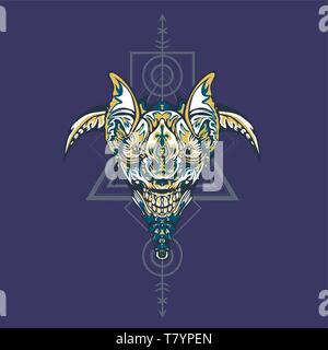 Vector Illustration. Roboter die heilige Geometrie. Für t-shirt, Poster, Aufkleber. Linienstil an. - Vektor Stock Vektor