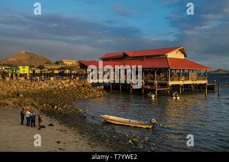 - Papua-New Guinea, National Capital District, Port Moresby, Koki, Koki Dorf auf Stelzen Stockfoto