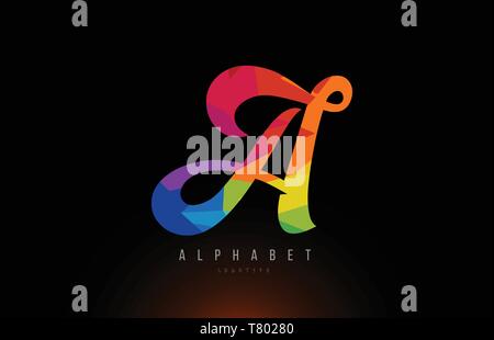 Einen Buchstaben Logo Design mit Regenbogen Farben geeignet für ein Unternehmen oder ein Geschäft Stock Vektor