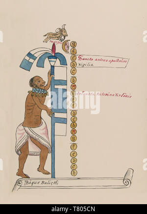 Tovar Codex, Panquetzaliztli, 15 Monat aztekische Kalender Stockfoto