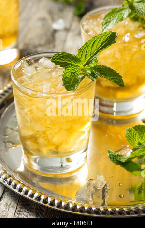 Hausgemachte Kentucky Bourbon Mint Julep in einem Glas Stockfoto