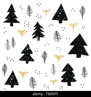 Nahtlose Muster mit Weihnachtsbaum Stock Vektor