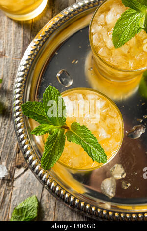 Hausgemachte Kentucky Bourbon Mint Julep in einem Glas Stockfoto