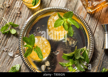 Hausgemachte Kentucky Bourbon Mint Julep in einem Glas Stockfoto