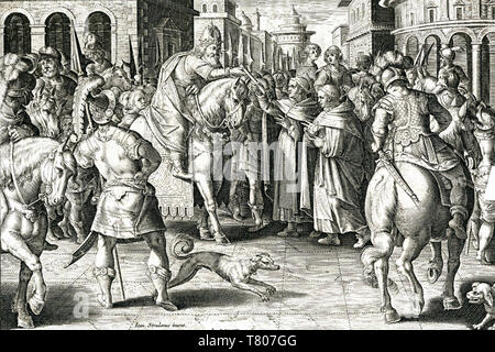 Kaiser Justinian erhält erste Seidenraupenkokons, 6. Stockfoto