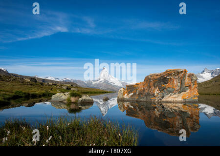 Das Matterhorn von stellisee See in den Schweizer Alpen, Schweiz, Europa Stockfoto