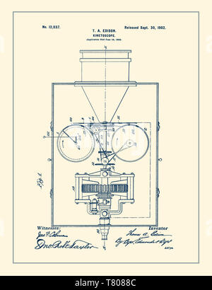 Thomas Edison, Kinetoskop Patent, 1902 Stockfoto