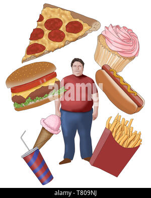 Adipositas und Junk Food, konzeptionelle Darstellung Stockfoto