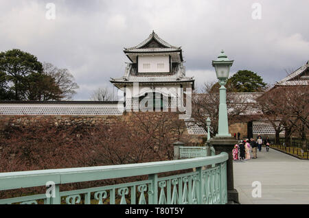 KANAZAWA, Japan - 28. MÄRZ 2019: Kanazawa Castle in Kanazawa, Präfektur Ishikawa, Japan Stockfoto