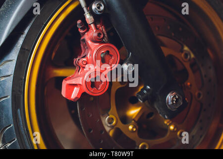 Dies ist das Bild von einem Motorrad Bremsscheibe, Bremsanlage Stockfoto