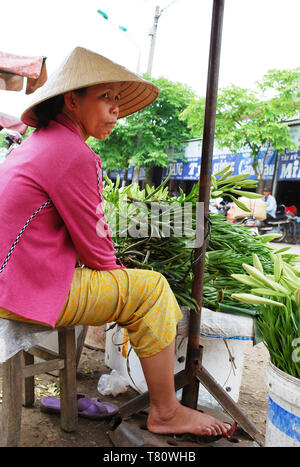 Blumen Straßenhändler, Hue, Vietnam Stockfoto