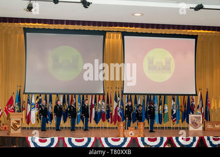 Fort Leonard Wood. Abrahms Theater, eine Co 35 OSUT. US Army National Guard Basic Training Graduation Zeremonien. Stockfoto