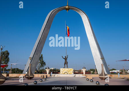 Denkmal der Unabhängigkeit, der Place de la Nation, N'Djamena, Tschad, Afrika Stockfoto