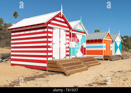 Brighton Beach Baden Boxen in der Nähe von Melbourne, Australien Stockfoto