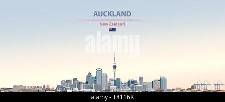 Auckland City Skyline auf schönen Tages Hintergrund Vector Illustration Stock Vektor