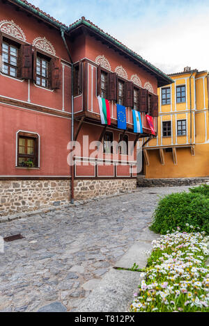 Haus aus der Zeit der Bulgarischen Wiedergeburt in der Altstadt von Plovdiv, der Europäischen Kulturhauptstadt, Bulgarien, Europa Stockfoto
